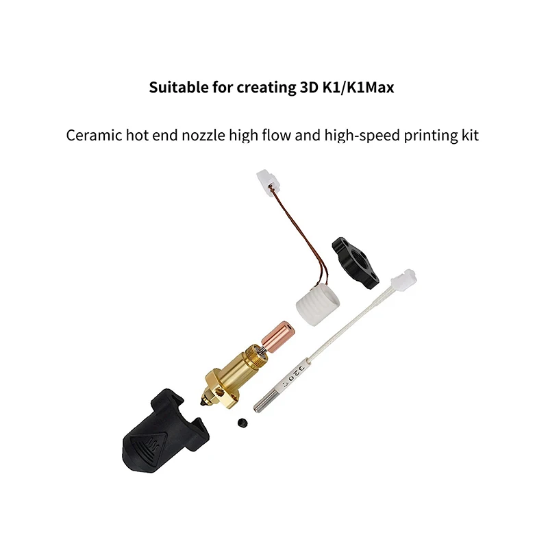 For Creality K1/ K1 Max Hotend Ceramic Heating Tube 24V60W 300°C Thermeistor Sensor High Thermal Conductivity For K1 MAX K1