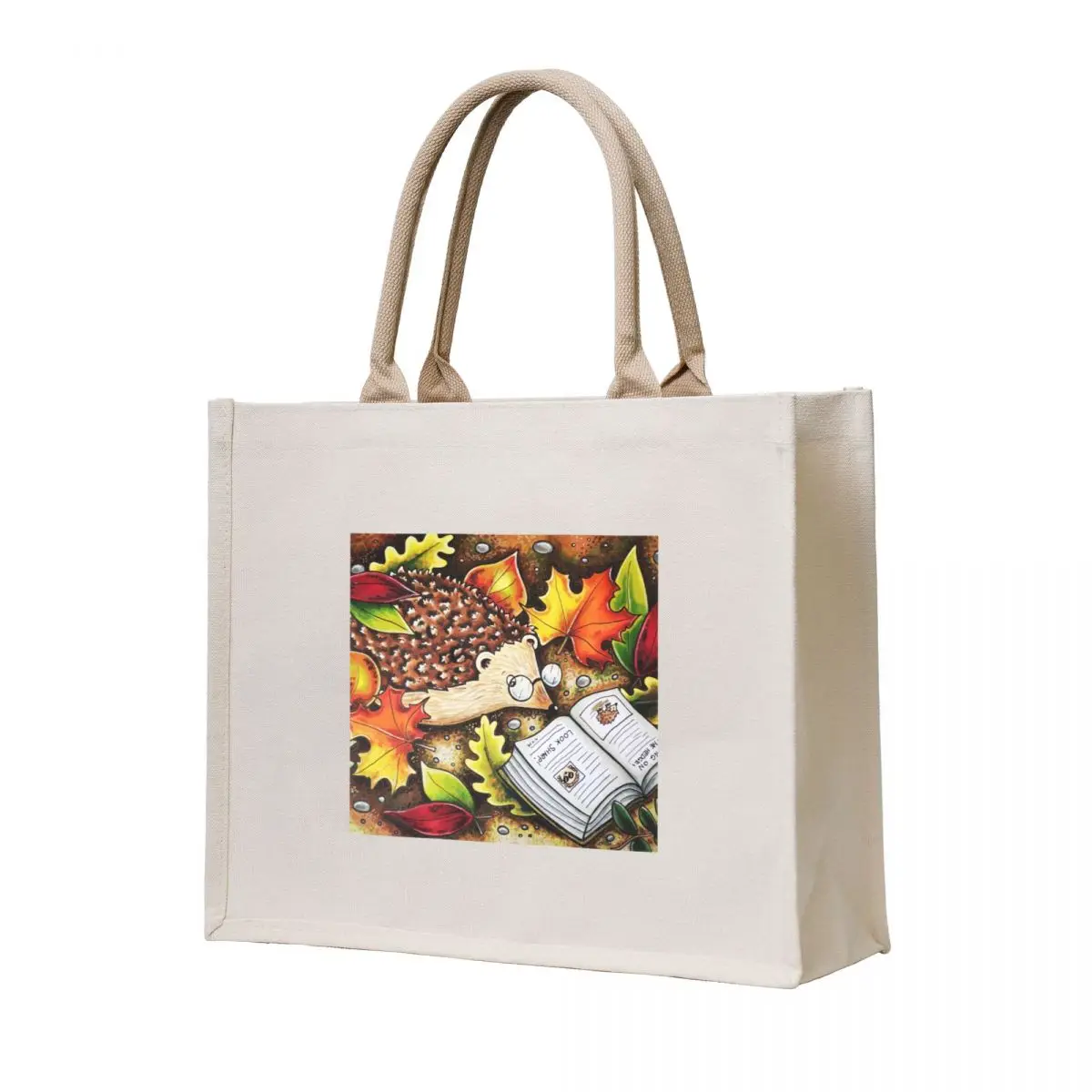 Hedgehog Reading Tote Bag shopping cart bags tote bag university tote bag Reusable bags
