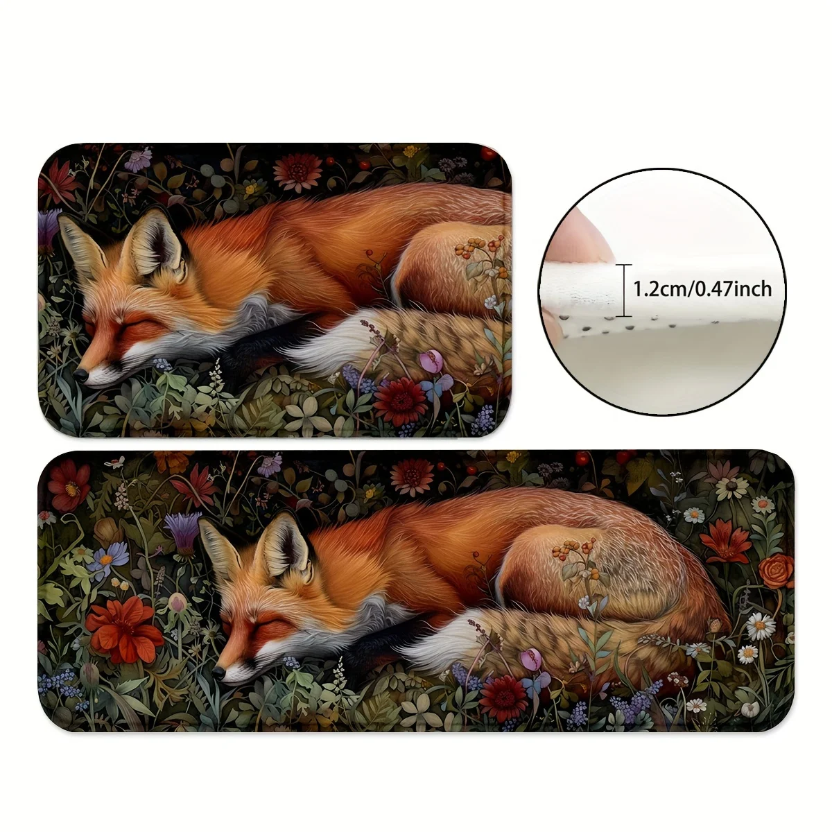 Red Fox Kitchen Mats for Floor, Non-Slip Water Absorbent Kitchen Rugs Set of 2,  Cushioned Anti Fatigue Mats for Kitchen Floor