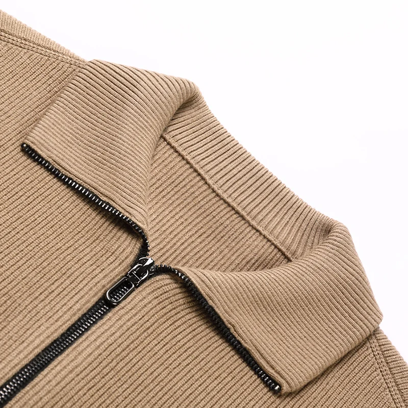 Zipper Product Quality Guaranteed Warm Autumn and Winter Cardigan Men's Daily Commute Sweater High Neck.Striped Knit Sweater