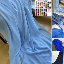 Blue Chiffon Fabric Soft by Yard Curtain Georgette Outdoor Decoration Wedding Backdrops Fabric Dress Skirt DIY Sewing Material