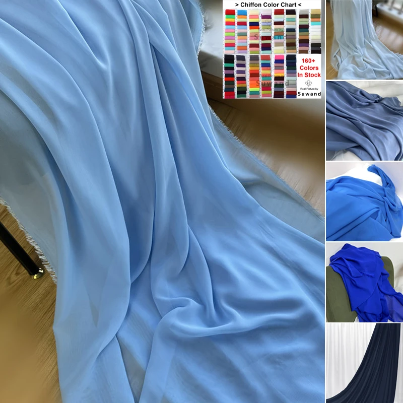 Blue Chiffon Fabric Soft by Yard Curtain Georgette Outdoor Decoration Wedding Backdrops Fabric Dress Skirt DIY Sewing Material