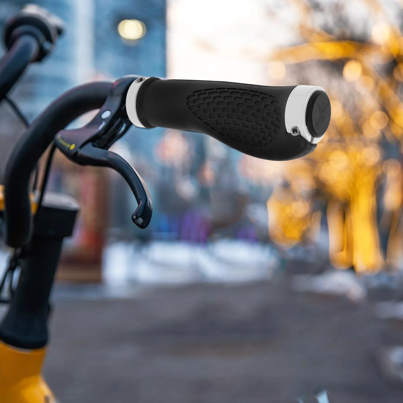 

1Pair Bicycle Grips Ergonomic Mountain Bike Handlebar Grips Dual Locking Flat Bar Ends Comfortable Hold