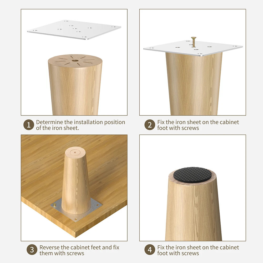 가구 다리 소파 침대 욕실 캐비닛 테이블 의자 교체 발 경사 발에 대 한 수직 섹션 단단한 나무 다리 4 개/대