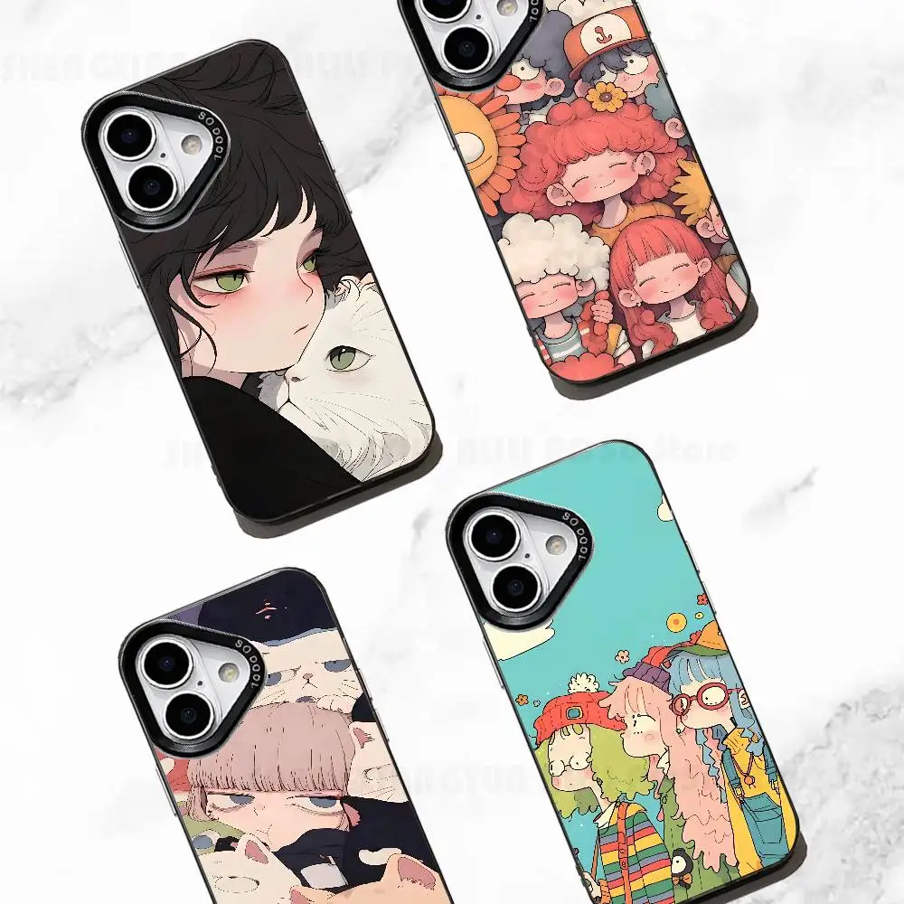 

Illustration Friends Case For IPhone 11 12 13 14 15 16 17 Pro Max XS X XR Cover