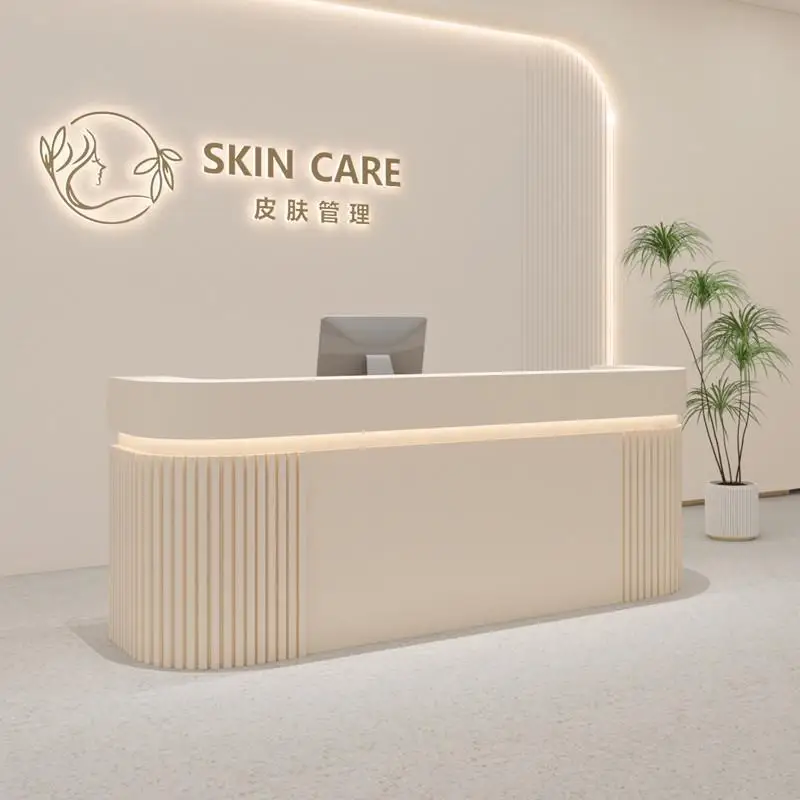 Curved front desk reception desk milk tea shop bar counter new checkout page store beauty salon clothing store hairdresser