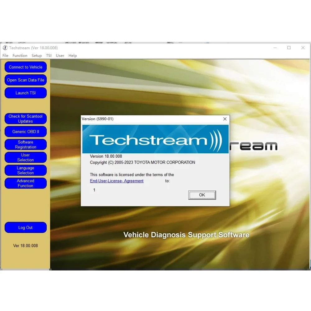 For TOYOTA TIS Techstream 18.00.008 Software Link and Active Code Work with MINI VCI MINIVCI Newest Version