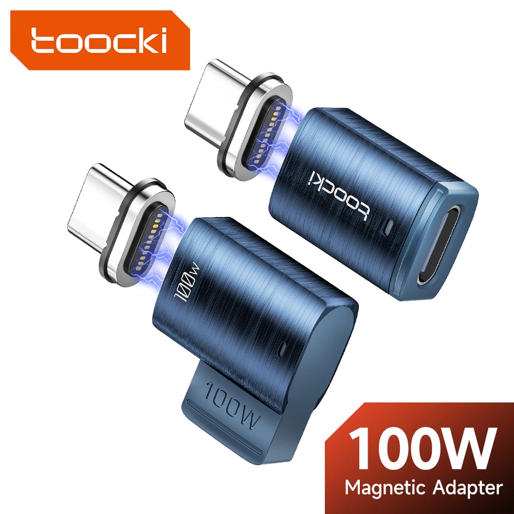 Toocki 100W PD3.0 Magnetic Adapter Type C To Type C Connector 90 Degree Fast Charge USB C OTG Adapter For Macbook Samsung Huawei