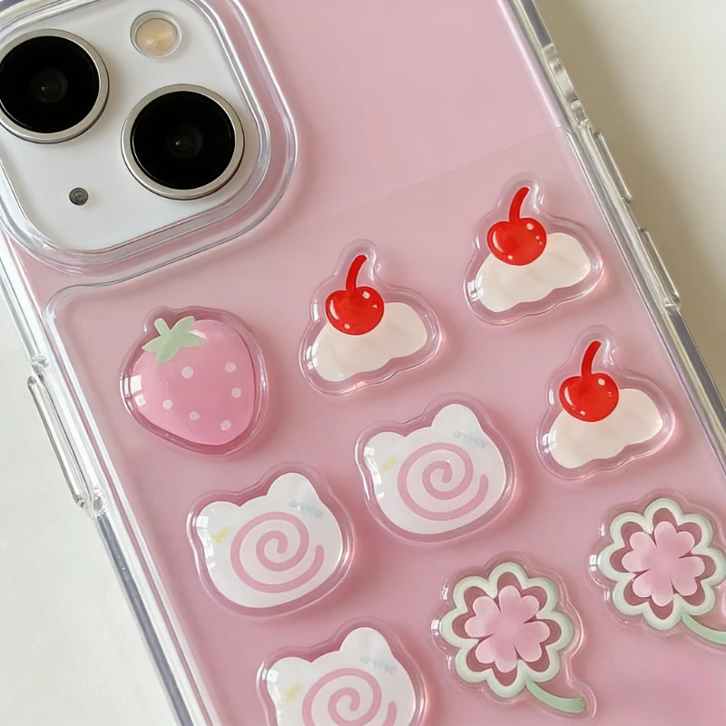 

Милые мультяшные 3D-наклейки из желейной смолы с клубничками для декора чехлов для телефонов, дневников, скрапбуков и рукоделия