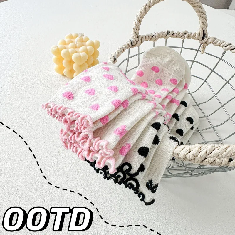 KIDWHXR Baby Girl Sock Summer Mesh Middle Tube Socks 2-10Y Girl Thin Heart Printed Sweet Breathable Comfortable Kids Girl Socks