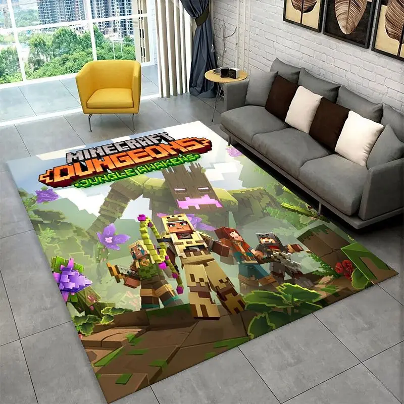 Cartoon S-Sandbox Pixel Bulding Game Non-Slip Area Rug for Living Room,Bedroom,Playroom,Carpet Floor Mat Home Decor Rug Kid Room