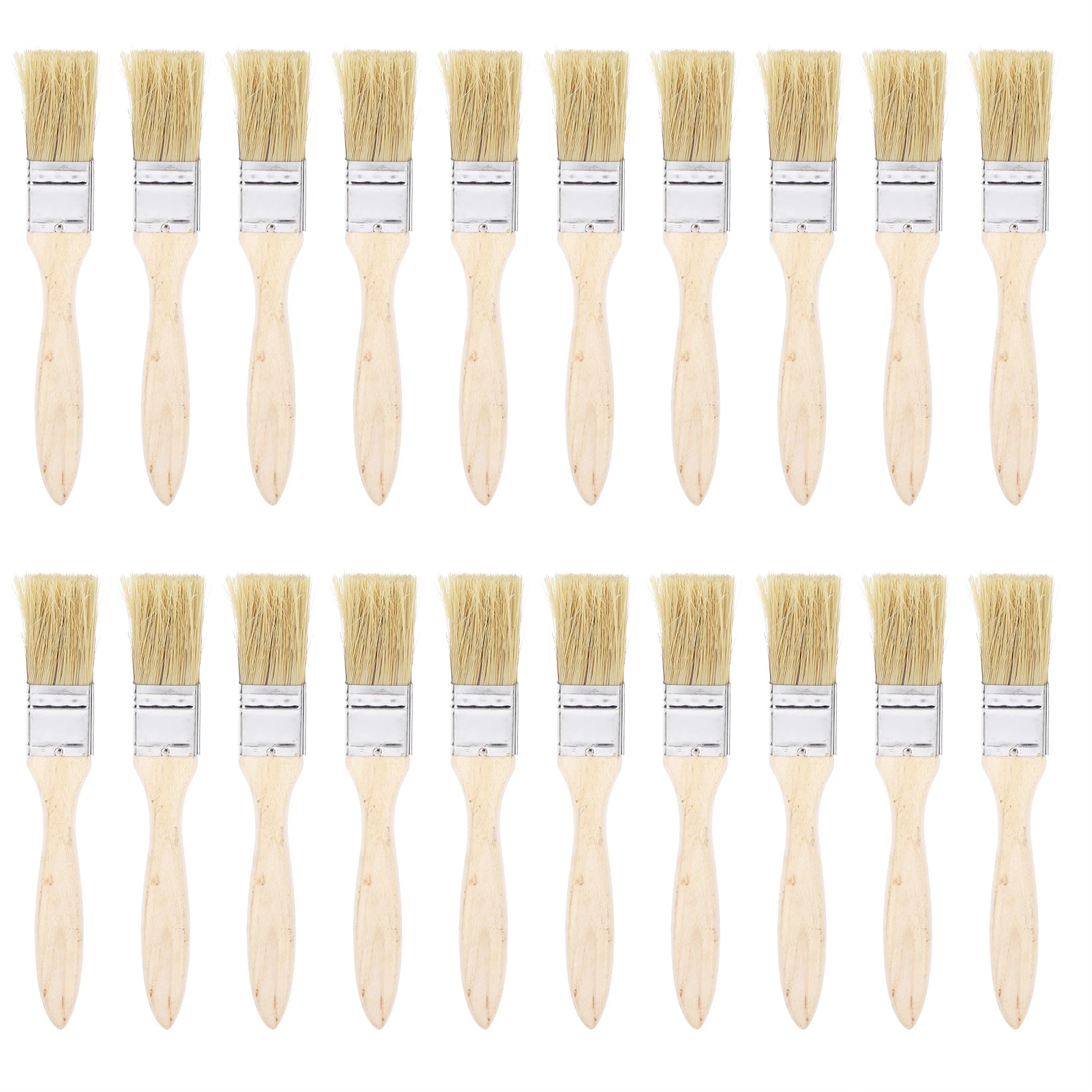 20-delige platte penselenset 25 mm kunstbont houten handvat multifunctionele borstels voor het schilderen, reinigen, borstels met houten handvat