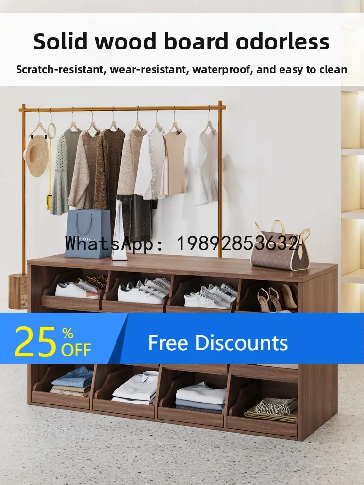 YFY Solid Wood Clothing Store Island Display Cabinet Display  Children's Clothing Store Jewelry Cabinet Product Display Stand