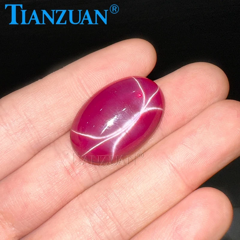 20x30mm Oval Shape Flat Back Cabochon cut Synthetic Star Ruby Gems Corundum Loose Beads For Jewelry Making DIY Gems Stones