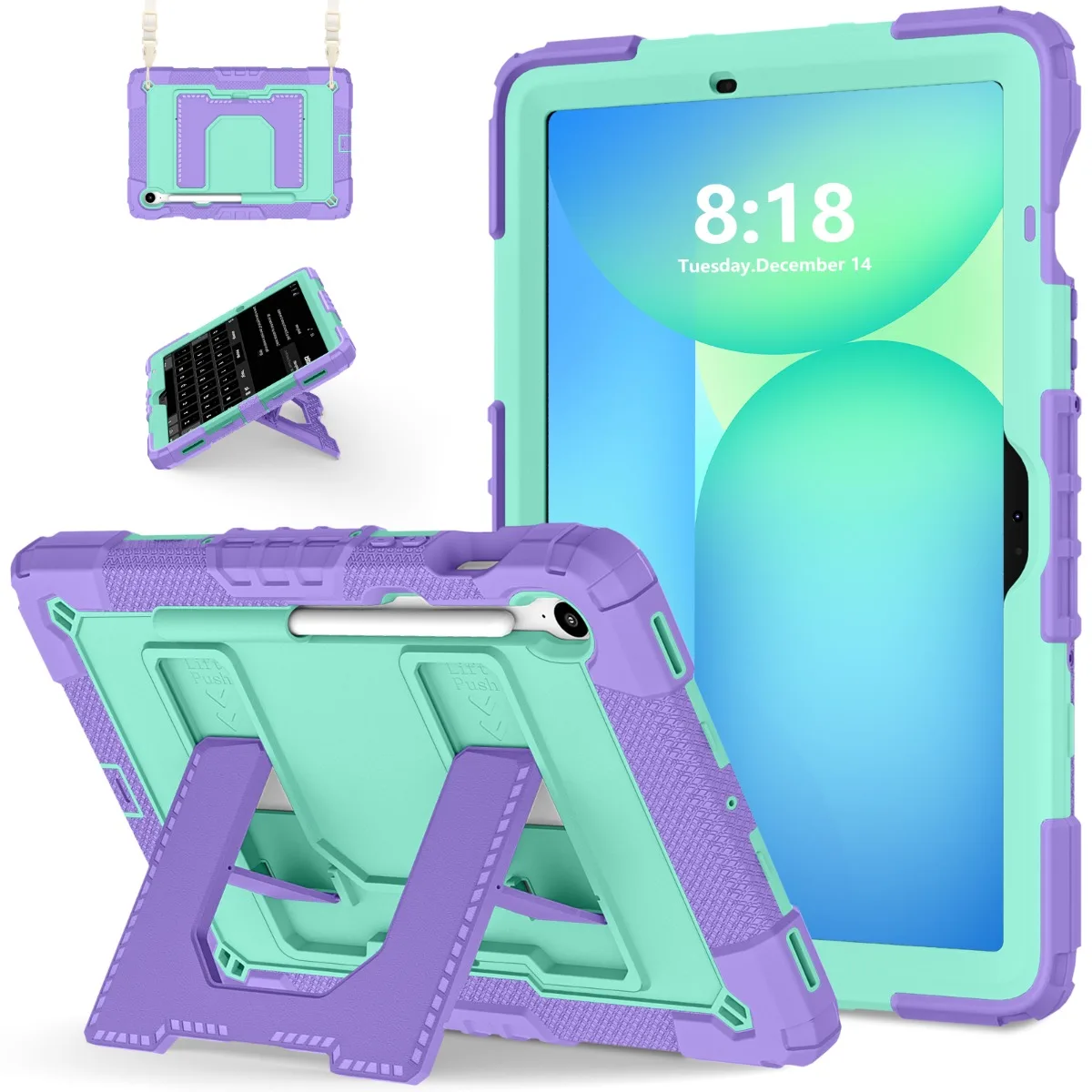 Funda Case for Samsung Galaxy Tab S7 S8 S9 11 Full Body Protective Stand Cover for S9FE S10FE S10Lite 10.9 With Shoulder Strap