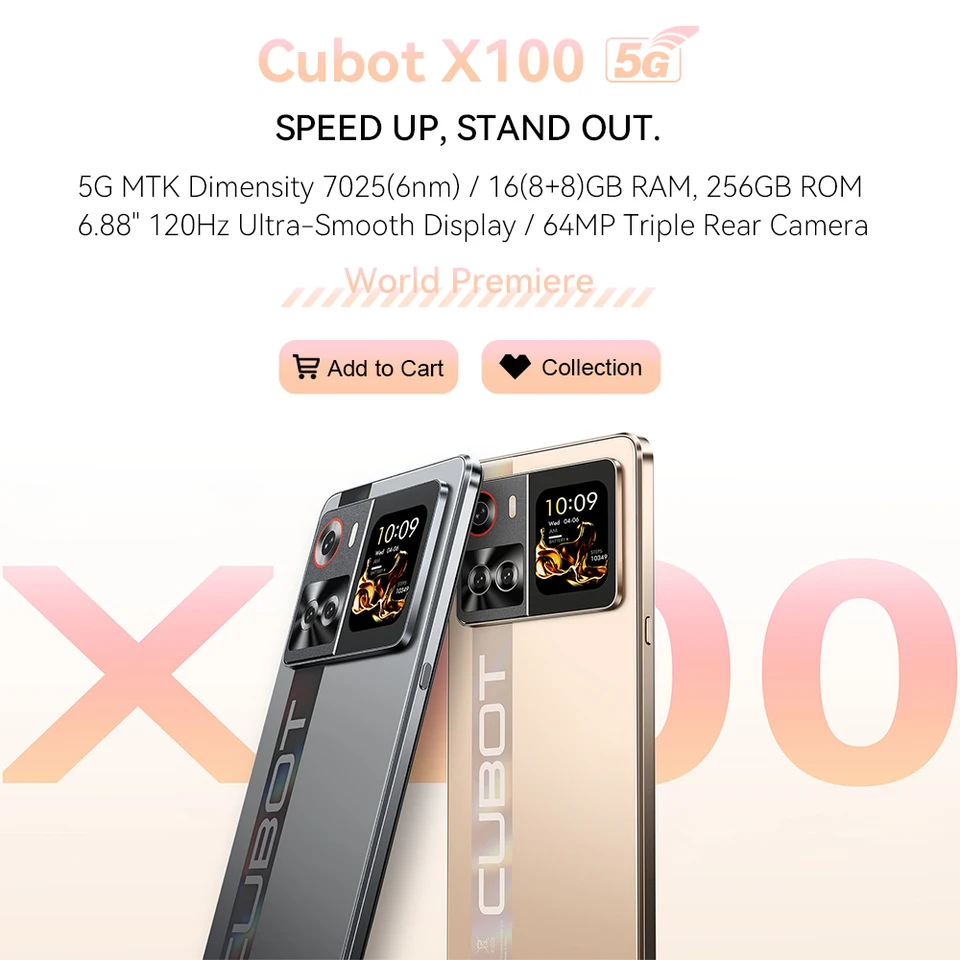 6.88-Inch Android Smartphone 5G Cubot X100, Dimensity 7025, 6nm