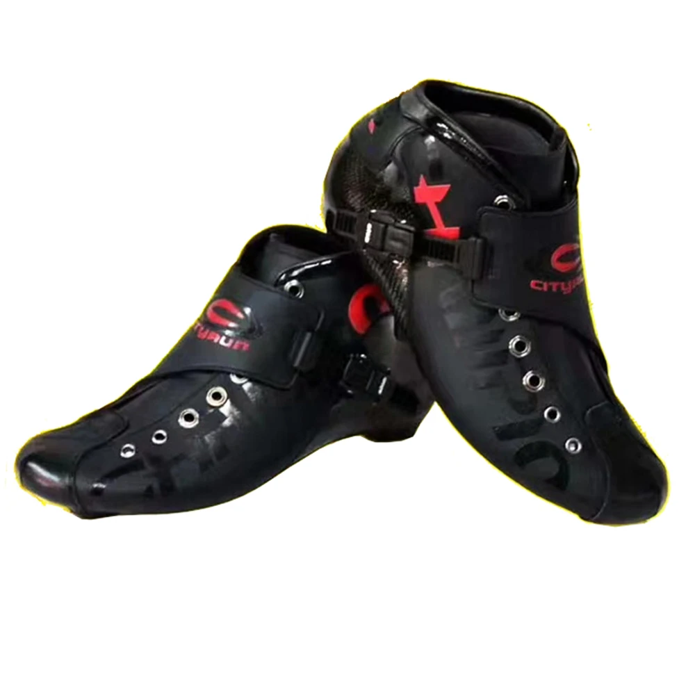 

Inline Speed Skate Boots Original CITYRUN CHAMPION Royal Road Carbon Fiber Upper Boot Wide Toe Tip Track Street Shoes Fibre