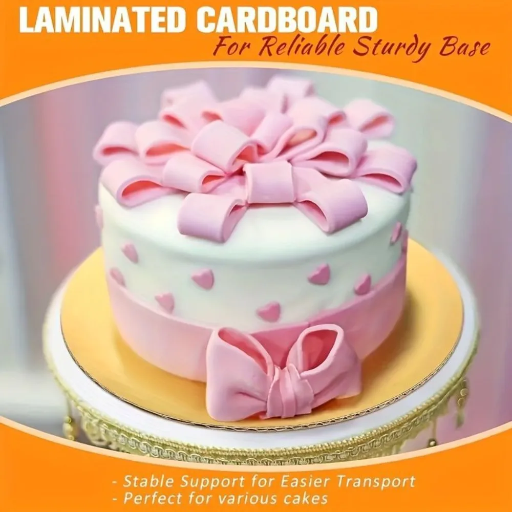 10pcs Durable 6/8/10 Inch Round Cake Board Golden Circle Cake Cardboard Cardboard Dessert Tray Baking Cakes