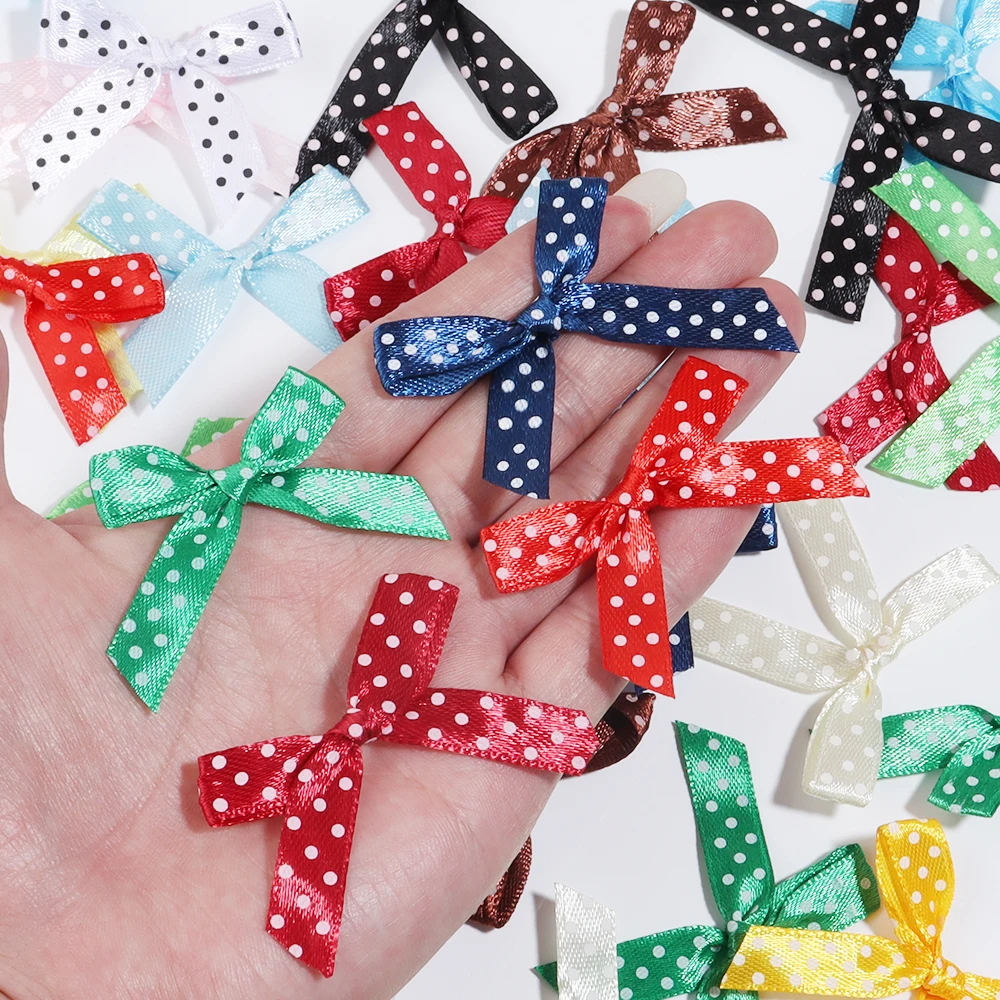 

50Pcs 5*4cm Colorful Ribbon Polka Dot Handmade Bow For DIY Crafts Hair Party Clothing Gift Decoration Supplies Accessory
