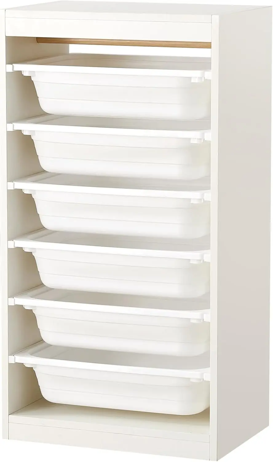 Multipurpose Toy & Book Storage Cabinet with 6 Large Bins, White - Collapsible and Easy to Assemble