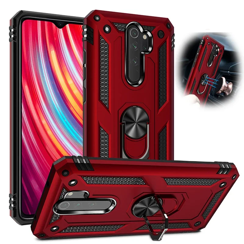 Shockproof Armor For Xiaomi Redmi Note 8 Pro 8T Case Phone Case for Redmi 7 7A 8 8A Ring Stand Bumper Silicone Phone Back Cover