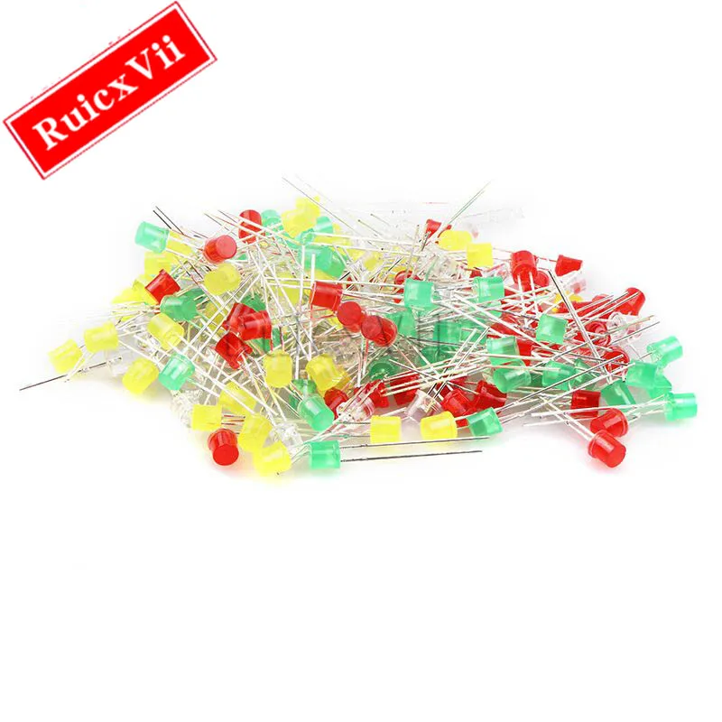 20pcs 5Mm Flat-Head Led Red Blue Yellow Green Short Foot Plain Green F5 Led Display Tube High Quality Long Life