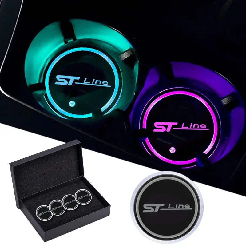 

Suitable for Ford ST STLine Vignale Taurus kuga induction colorful atmosphere light car luminous water coaster non-slip mat