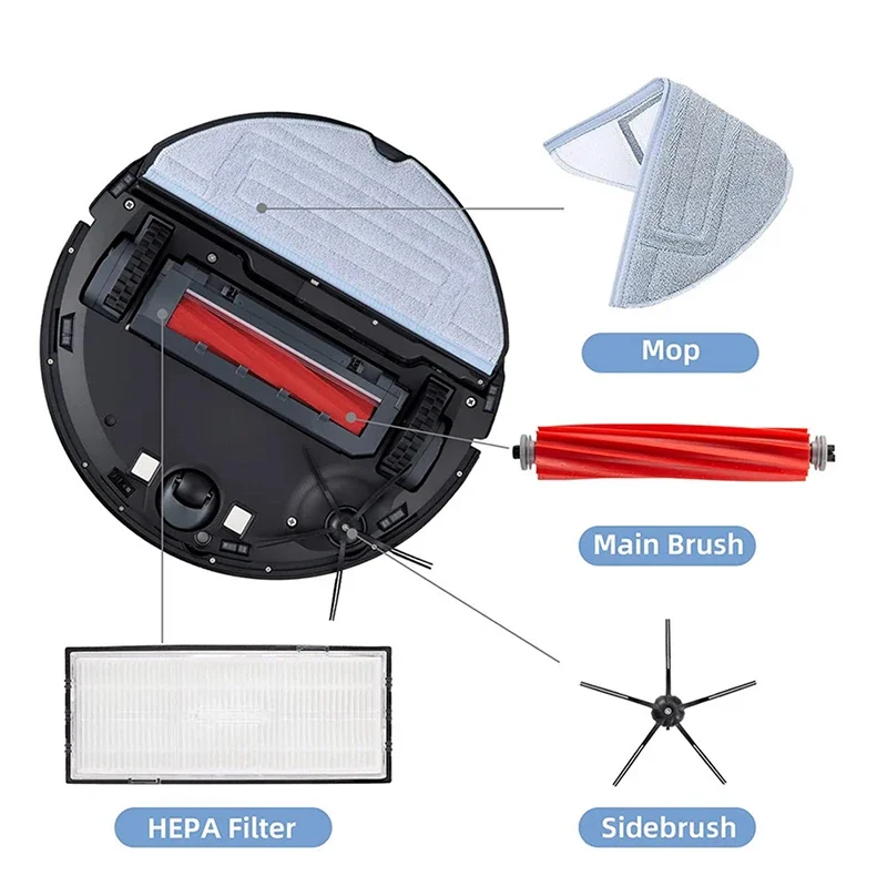 Filtr HEPA główna szczotka boczna Mop tkaniny Pad dla Xiaomi Roborock S7 S70 S7Max S7MaxV T7S T7S Plus zestaw odkurzacz akcesoria