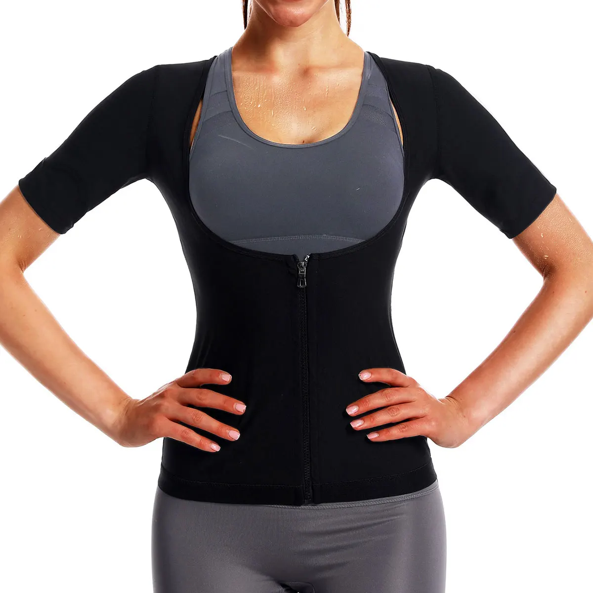 Sauna Suits for Women Weight Loss Slimming Sweat Vest Waist Trainer Fitness Body Shaper Zipper Fat Burn Trimmer Tops