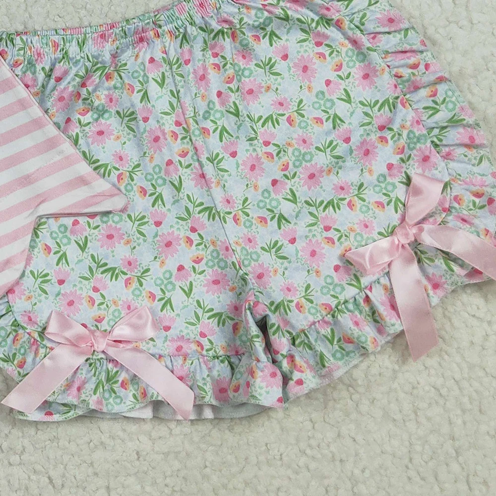 طفل الفتيات مجموعة الصيف مجموعة ملابس الأطفال السراويل الأزهار القوس شاحنة الغولف رفرفة كم تي شيرت الاطفال ملابس الحلو لطيف وتتسابق #6