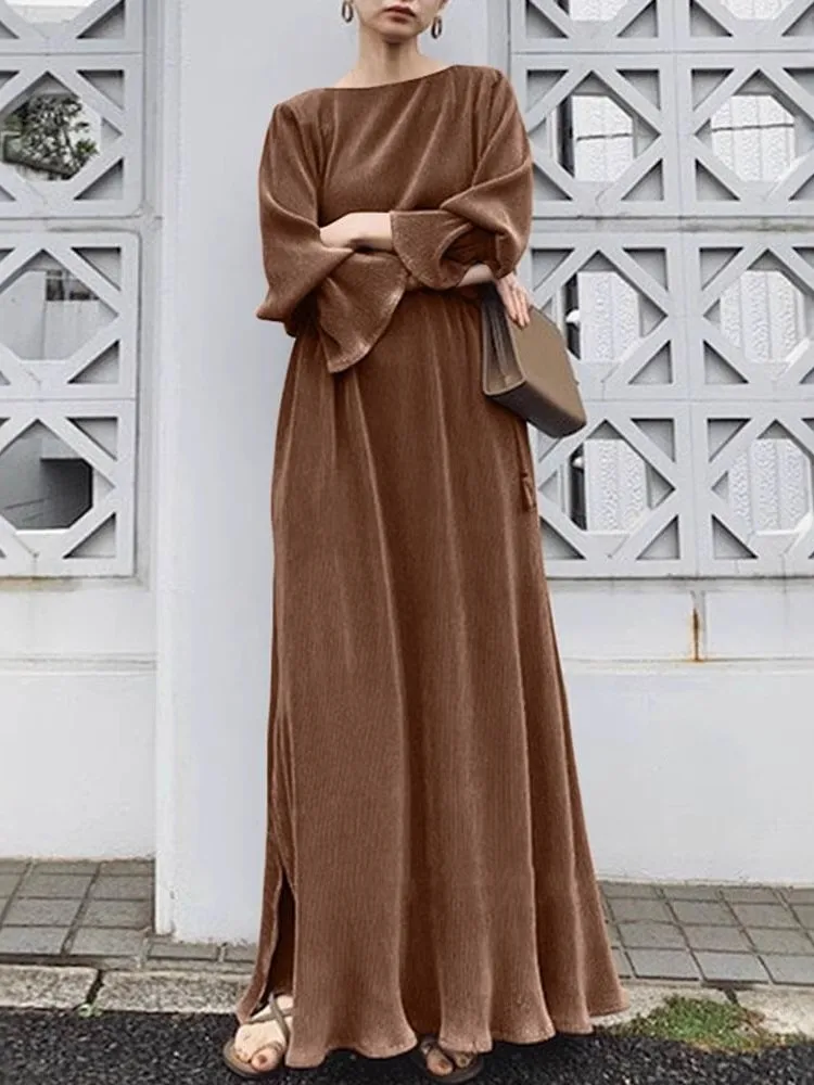 

Women Casual Solid Dress Fashion Lace-Up Long Sleeve Long Dresses Spring Female Elegant Simple Style Dress Vestidos Para Mujer