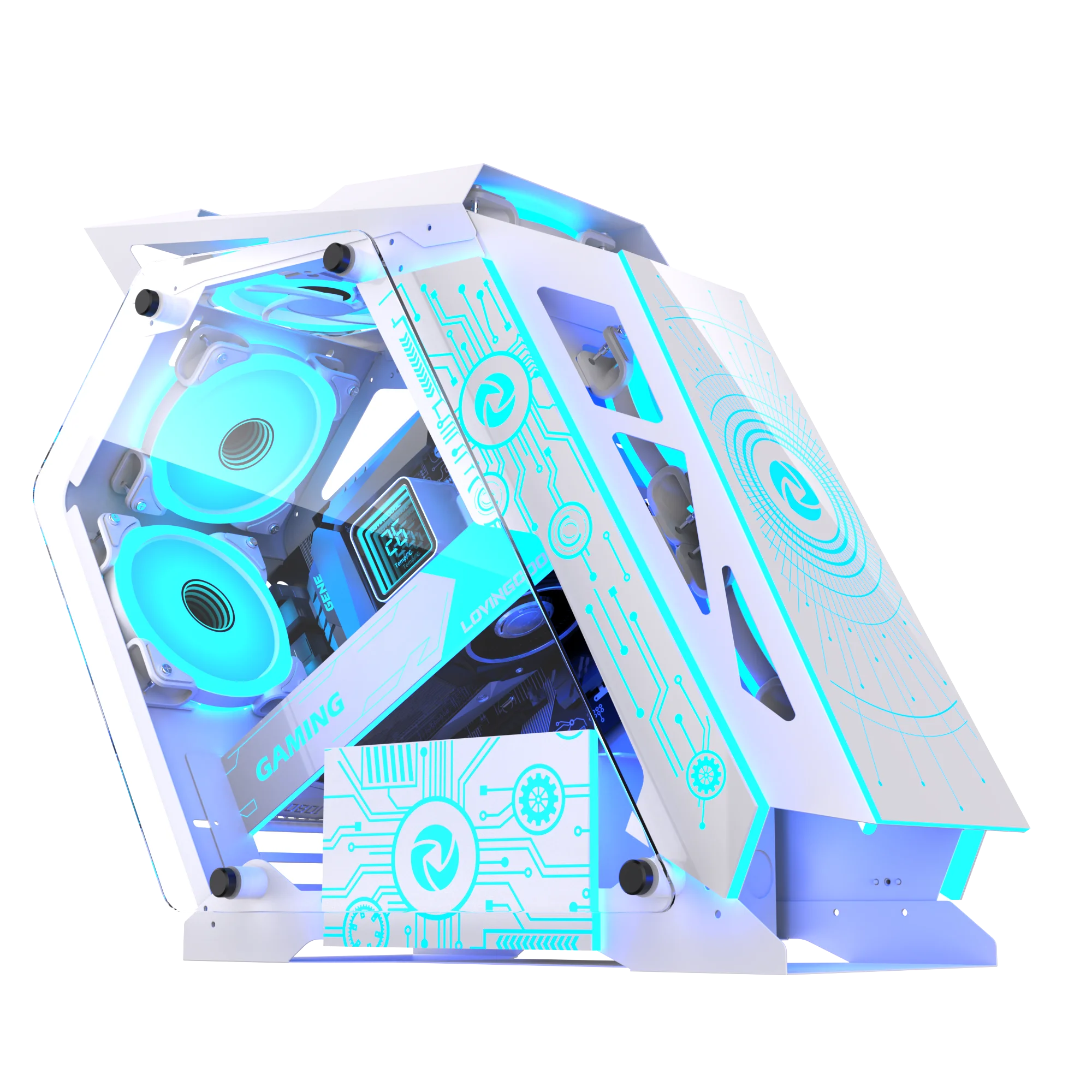 Lovingcool OEM Gaming Mid Tower PC Case USB3.0 Tempered Glass Computer Chassis with Towers Fans Cooler Factory Direct CoOL