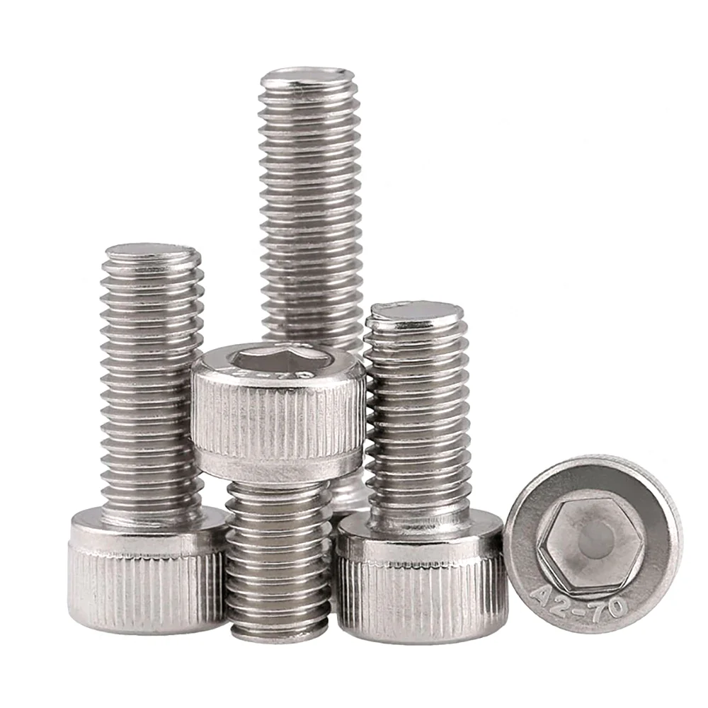

4#-40 UNC DIN912 SUS304 Stainless Steel Hex Socket Knurled Cap Head Bolt, Full Thread Allen Key Screw