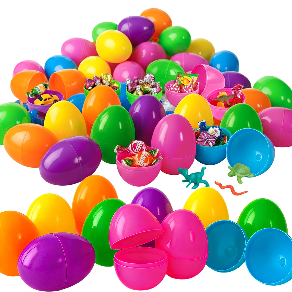 10Pcs Fillable Easter Eggs Bulk Colorful Plastic Refillable Empty Egg for Easter Egg Hunt Game Kids Party Favor Classroom Prizes