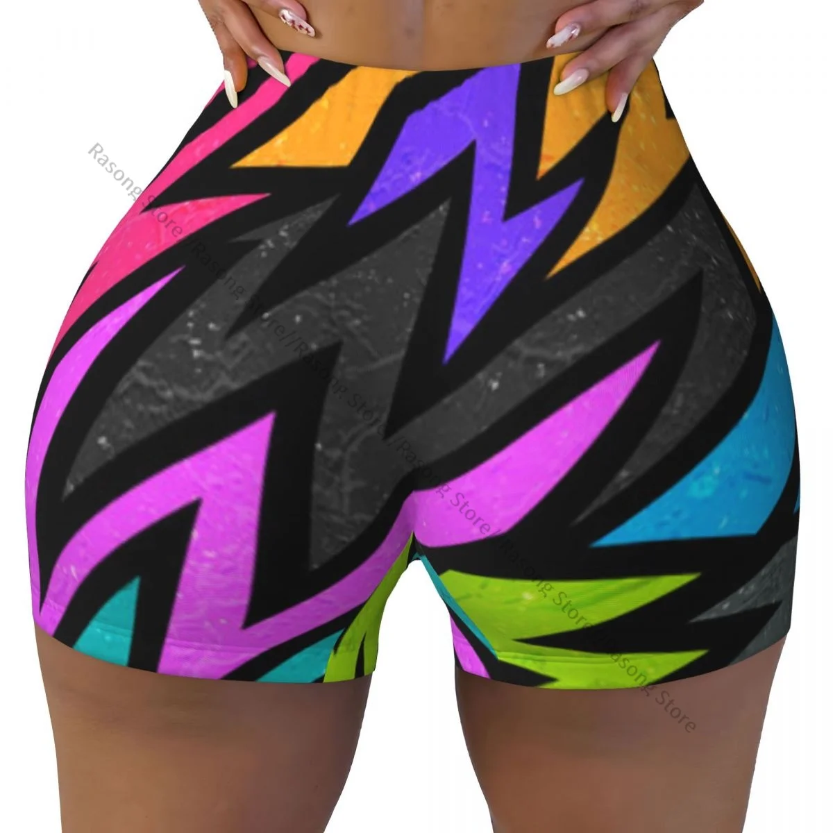 Sexy tight hip sports shorts Grunge Geometric Print fitness women's comfortable yoga shorts