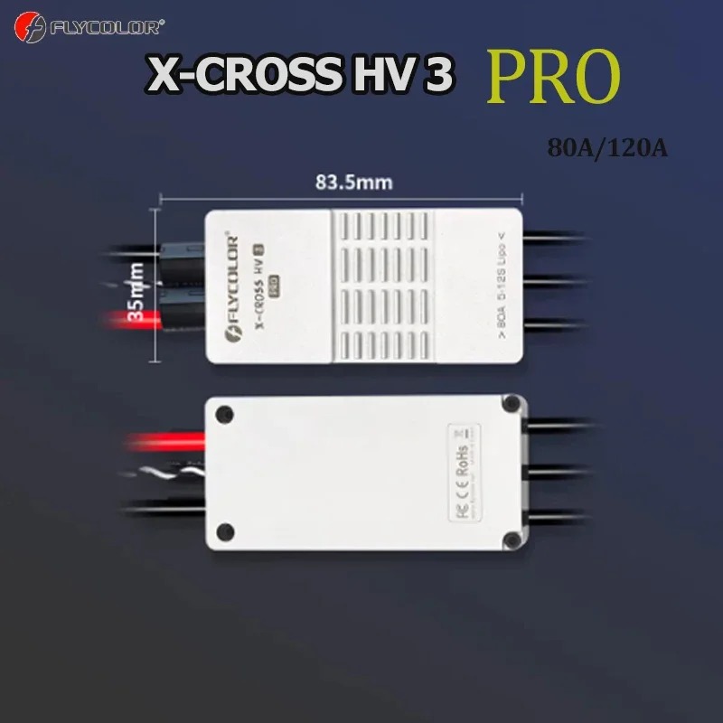 Flycolor X-CROSS HV 3 PRO 80A 200A ESC 5-12S BLHeli-32 Dshot Proshot 64MHz ARM 32-Bit Speed Controller for RC FPV Racing Drone