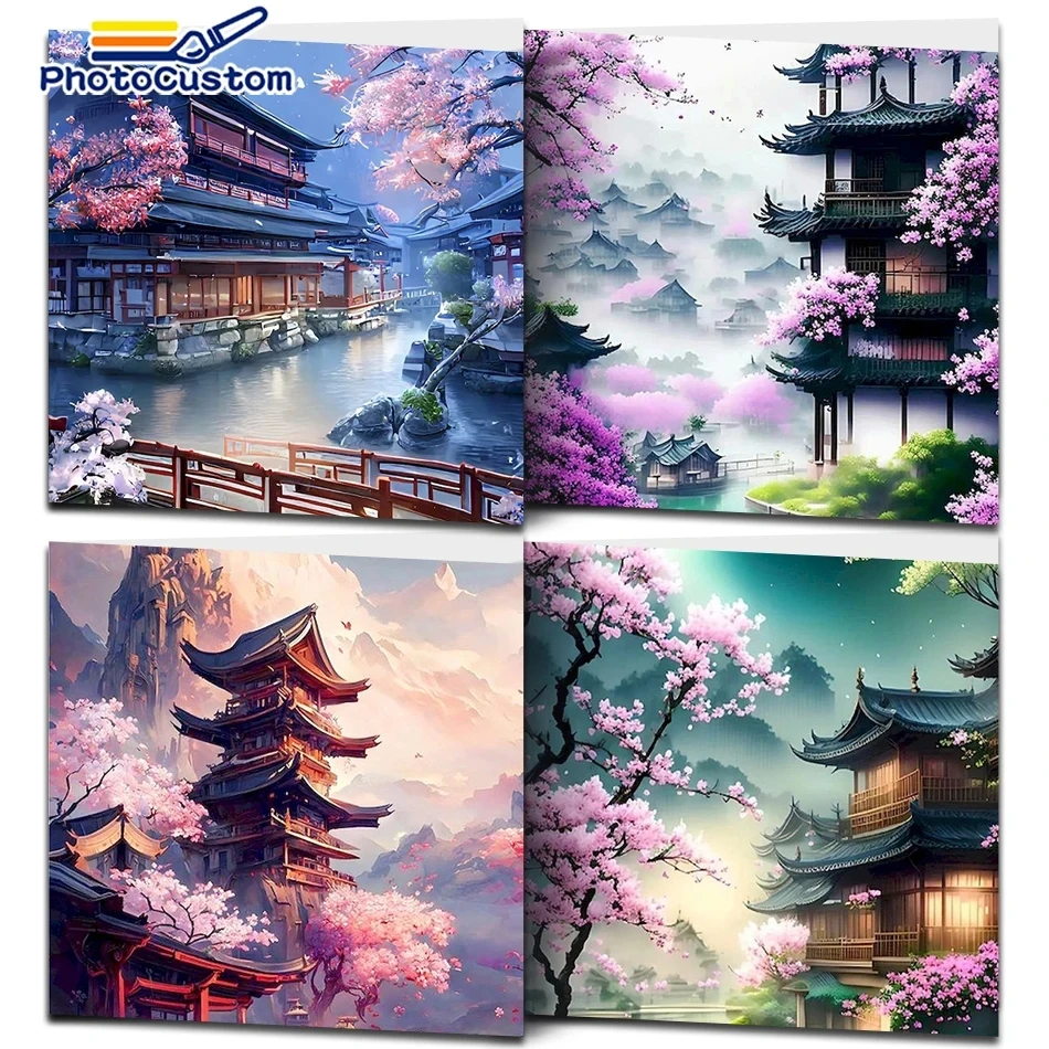 PhotoCustom 60x75cm Painting By Numbers Loft Scenery Oil Paint For Adult Coloring By Numbers On Canvas Painting Unique Gift