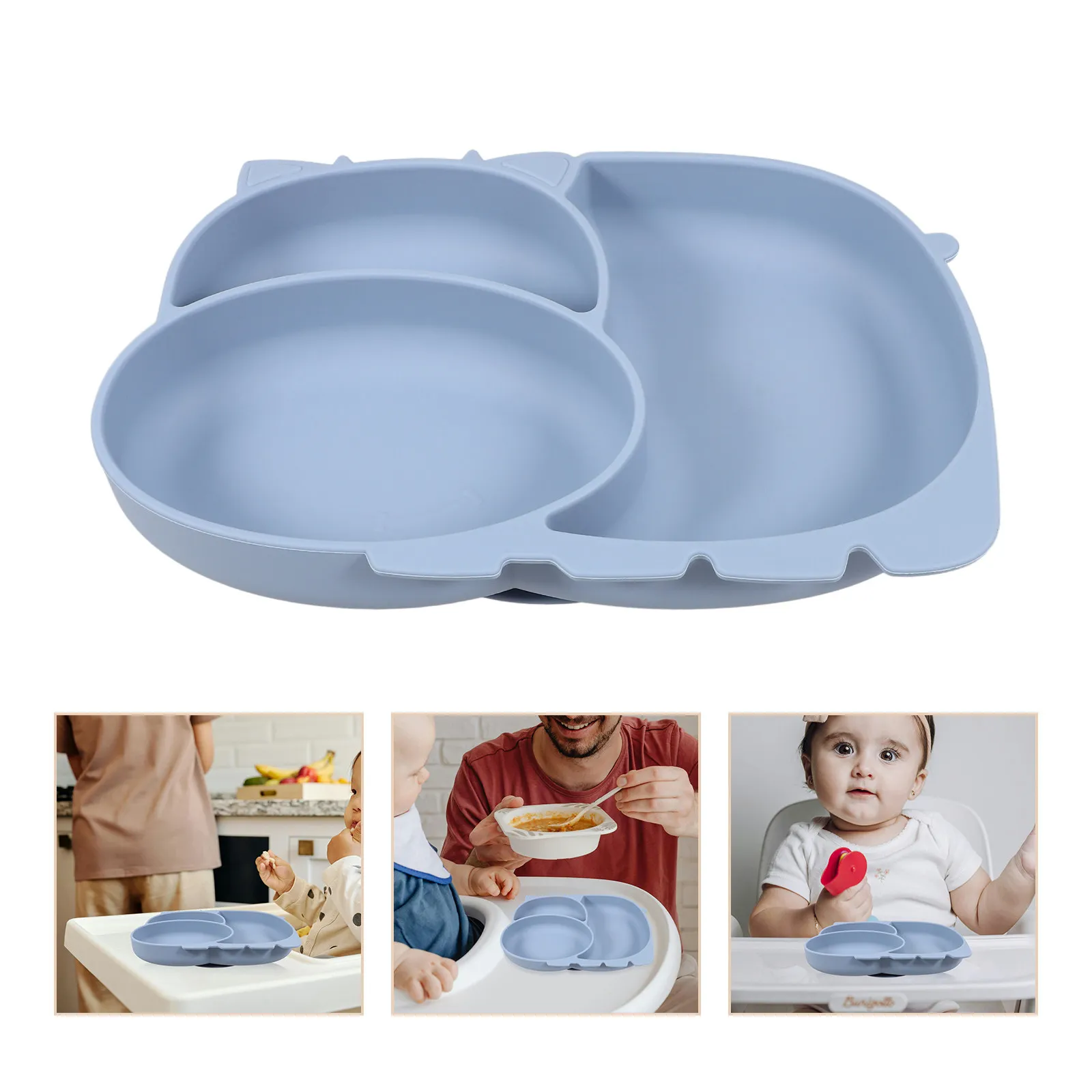 

Silicone Baby Bowl Cow Shape Cute Small Size Lightweight Safe Non Slip Food Divided Plate Toddler Feeding Dish Kids Silicone