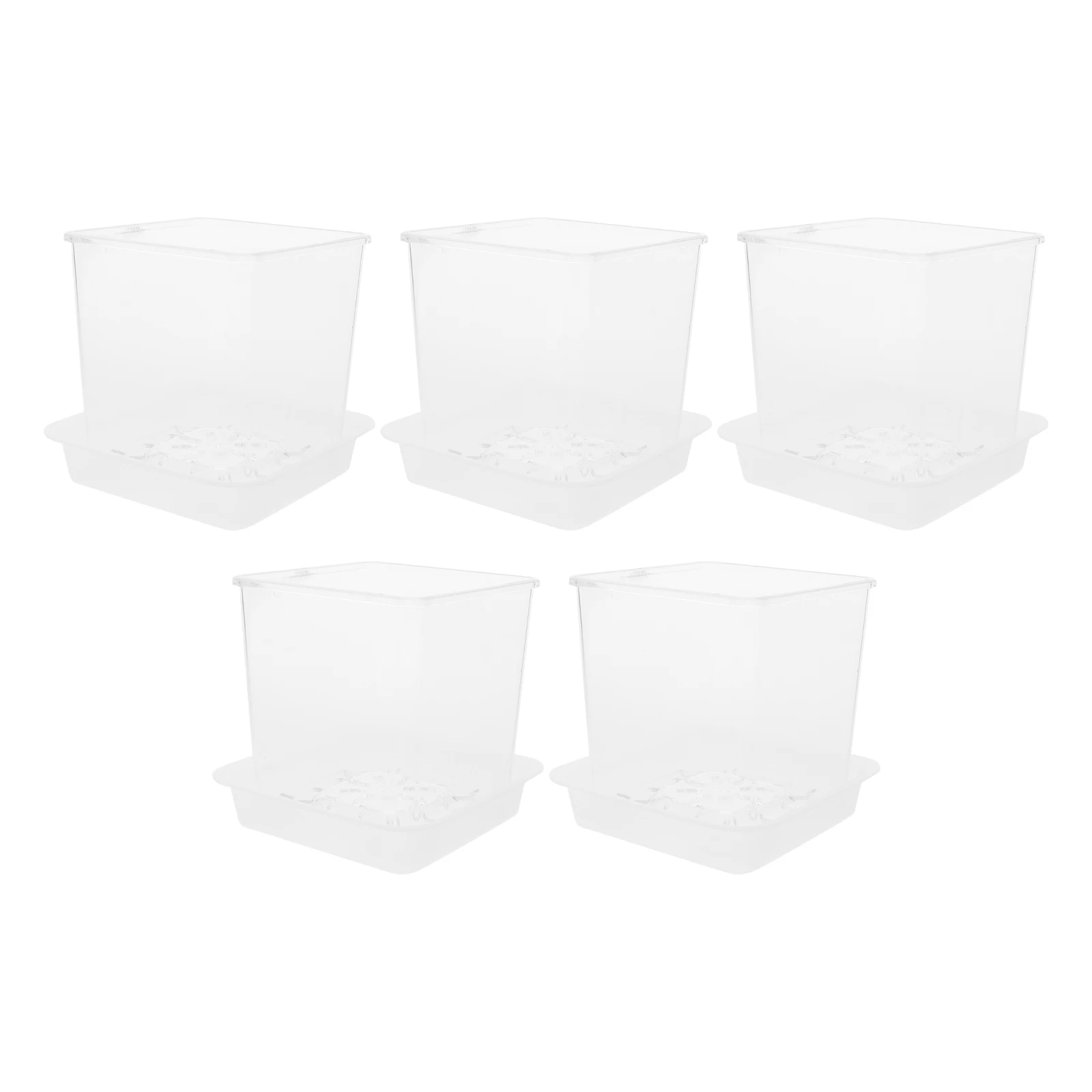 

5pcs Acrylic Flower Pot Clear Planters for Orchid Drainage Holes Breathing Nursery Pots Square Transparent Gardening Containers