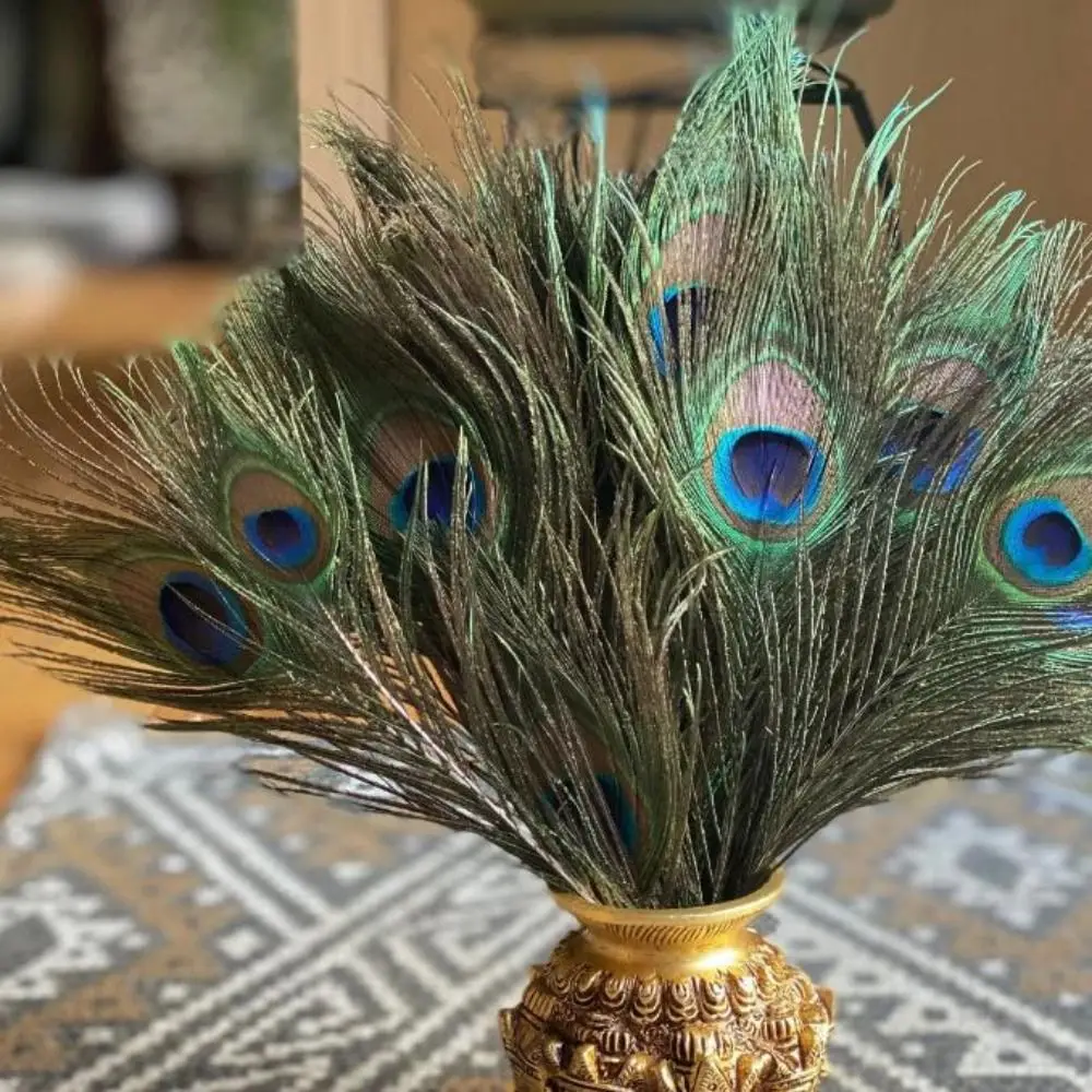 5PCS 25-50cm Real Peacock Feather Green DIY Handmark Plume Stage Perform Feather Wedding clothing Dress Accessories
