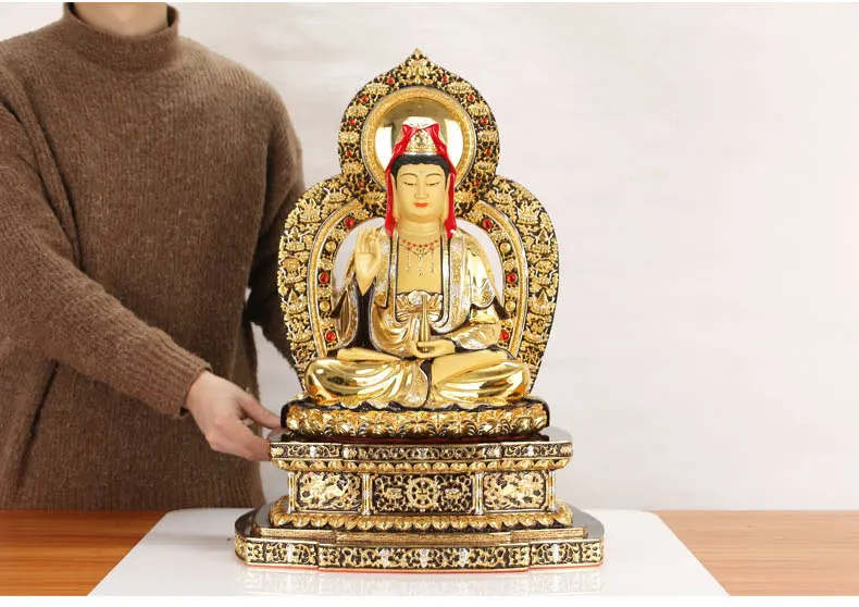 56cm large Buddhist high-grade home patron saint  gold gilding Avalokitesvara Guanyin buddha statue efficacious Talisman Mascot