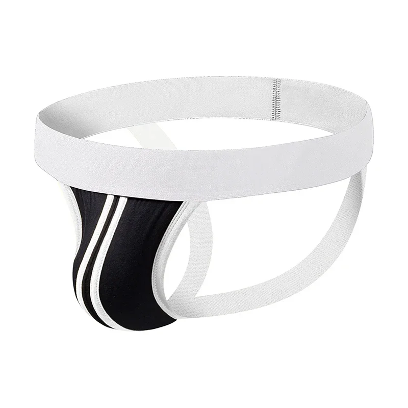 Men's Athletic Jockstrap Double Strap Back, Color Block Sport Support Briefs, Fashion Casual Underpants, Breathable
