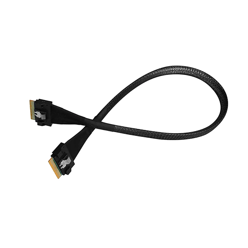 PCIE4.0x8 SFF8654 auf SFF8654 Stecker auf Stecker Datenkabel Slimsas 8X SFF8654 X8 GEN4 sas4.0 Versilbertes Kabel für GPU-Grafikkarte – Detail 5