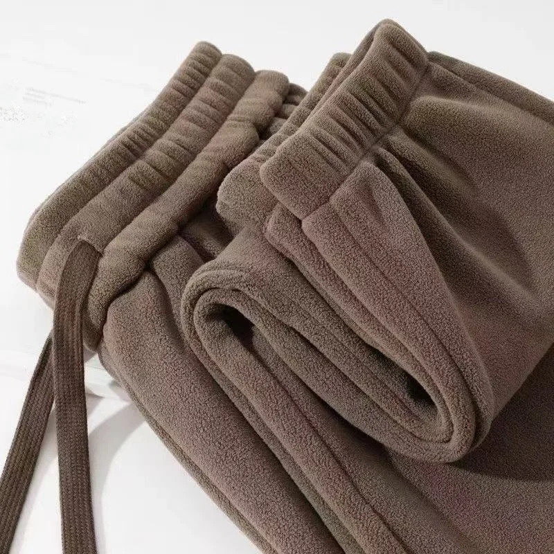 

Double-Sided Fce Thiened Sports Sweatpants Men's Autumn Winter Fce Lined Cuffed Leisure Pants Loose Fit Long Pants