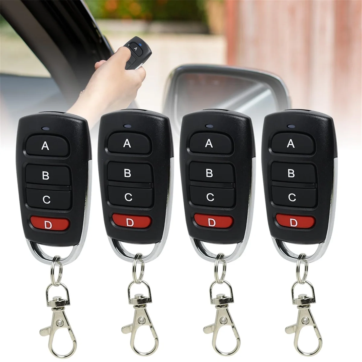 OIIRGO-Pack van 4 universele garagedeurafstandsbedieningen, 433 MHz, klone afstandsbediening voor poorten en garages, handzender