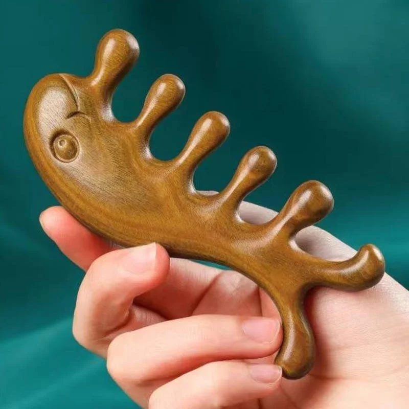 

Wooden Scalp Massage Comb Meridian Sandalwood Wide Tooth Small Whale Shaped Relieve Stress Relax for Hair Growth Combs