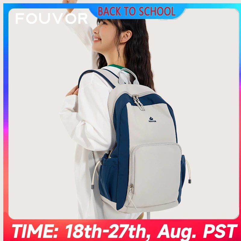 

Fouvor Women's Backpack Large Nylon Waterproof Shoulders Bag Fashion Travel Sport Canvas Schoolbag For Teenage Students 3047-18