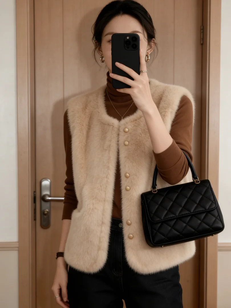 

Корейский жилет Sli Ort: стильная внутренняя одежда, модный зимний топ, роскошный и высококачественный комплект.