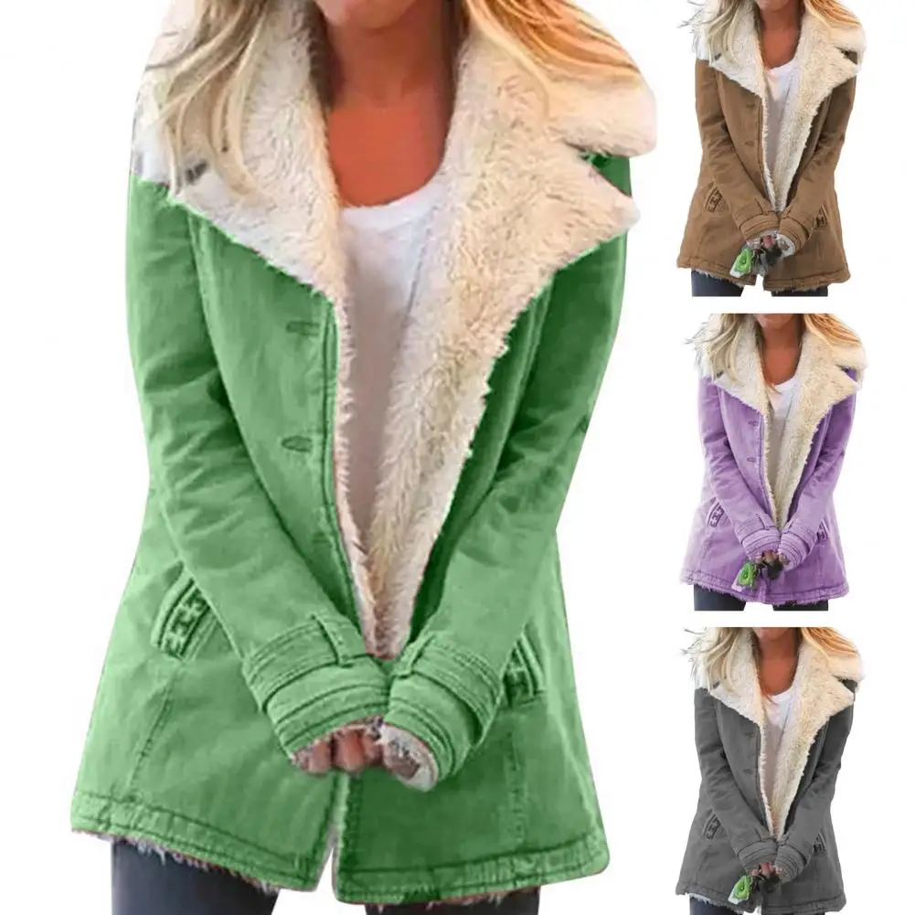 Winter Plush Lamb Wool Warm Jacket Women\'s Plush Fashionable Lapel Jacket Winter Warm Jacket