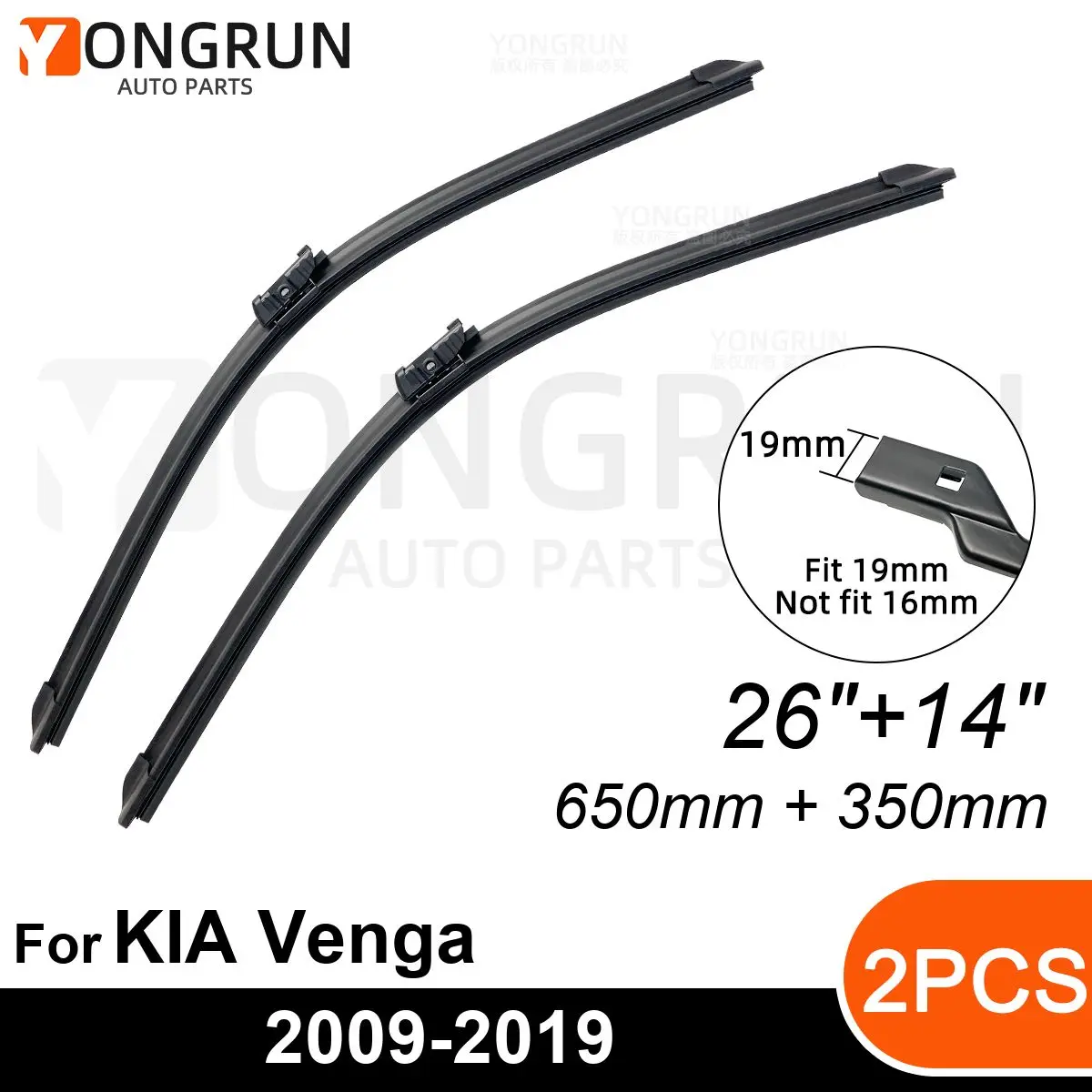 

Front Wipers For KIA Venga 2009-2019 Wiper Blade Rubber 26"+14" Car Windshield Windscreen Accessories 2014 2015 2016 2017 2018